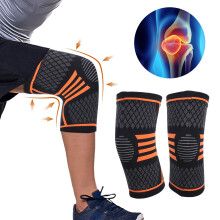 Orange Knee Brace Pad Compression Support for Sports Outdoor Running