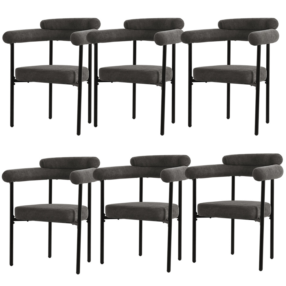 Modern Dining Chairs Set of 6 Faux Suede Upholstered Armchairs with Armrests Perfect for Kitchen Living Room Multiple Colors-image-OPC-PMX7XBQ-NEW