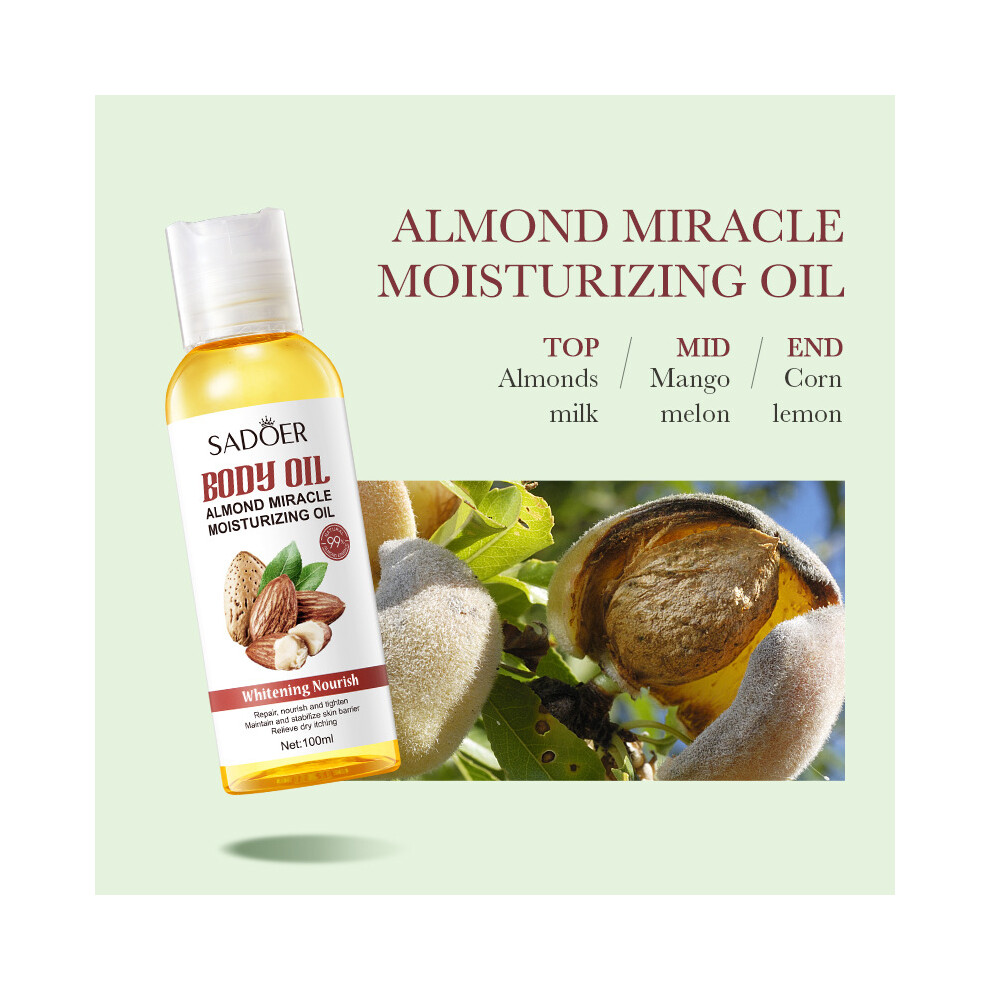 (Almond 100ml) Essential oil 100ml hydrating moisturizing body oil