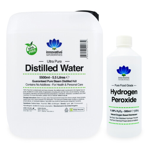 12% Hydrogen Peroxide - 500ml & Distilled Water - 5.5 Litres