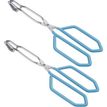 Professional Quality Scissor Tongs, Stainless Steel Kitchen Tools With Heat Resistant Non-Slip Black Silicone Handles, Perfect For Indoor Outdoor Cook