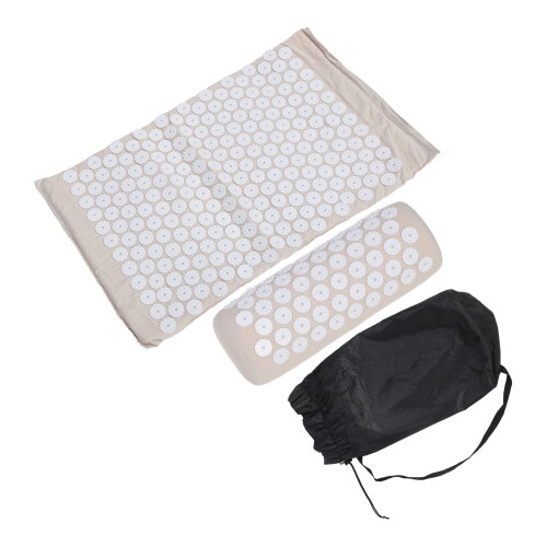 Acupressure Mat Pillow Set with Bag Creamy White