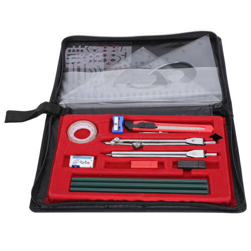 17Pcs Stainless Steel Geometry Set for Students, Drawing, Engineering 1