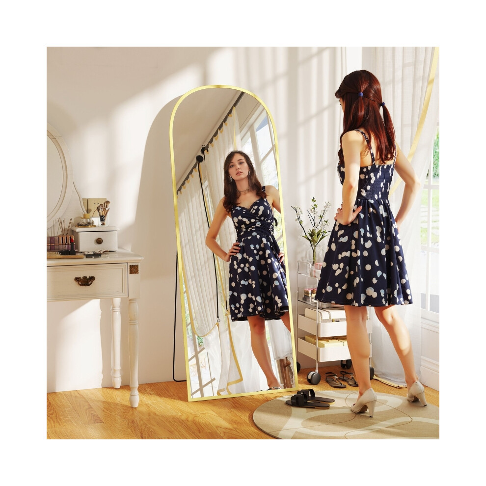 Standing Mirror 165cm Aluminium Frame Gold - Full-Length Elegant Durable Modern Design for Bedroom or Dressing Room-image-OPC-PMX8B9W-NEW