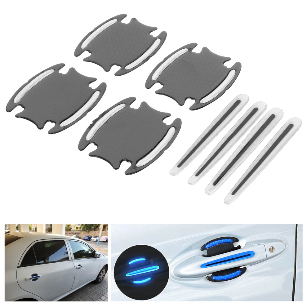 4Pcs Car Reflective Door Handle & Bowl Warning Tape Strips Universal Silver 4321360155749