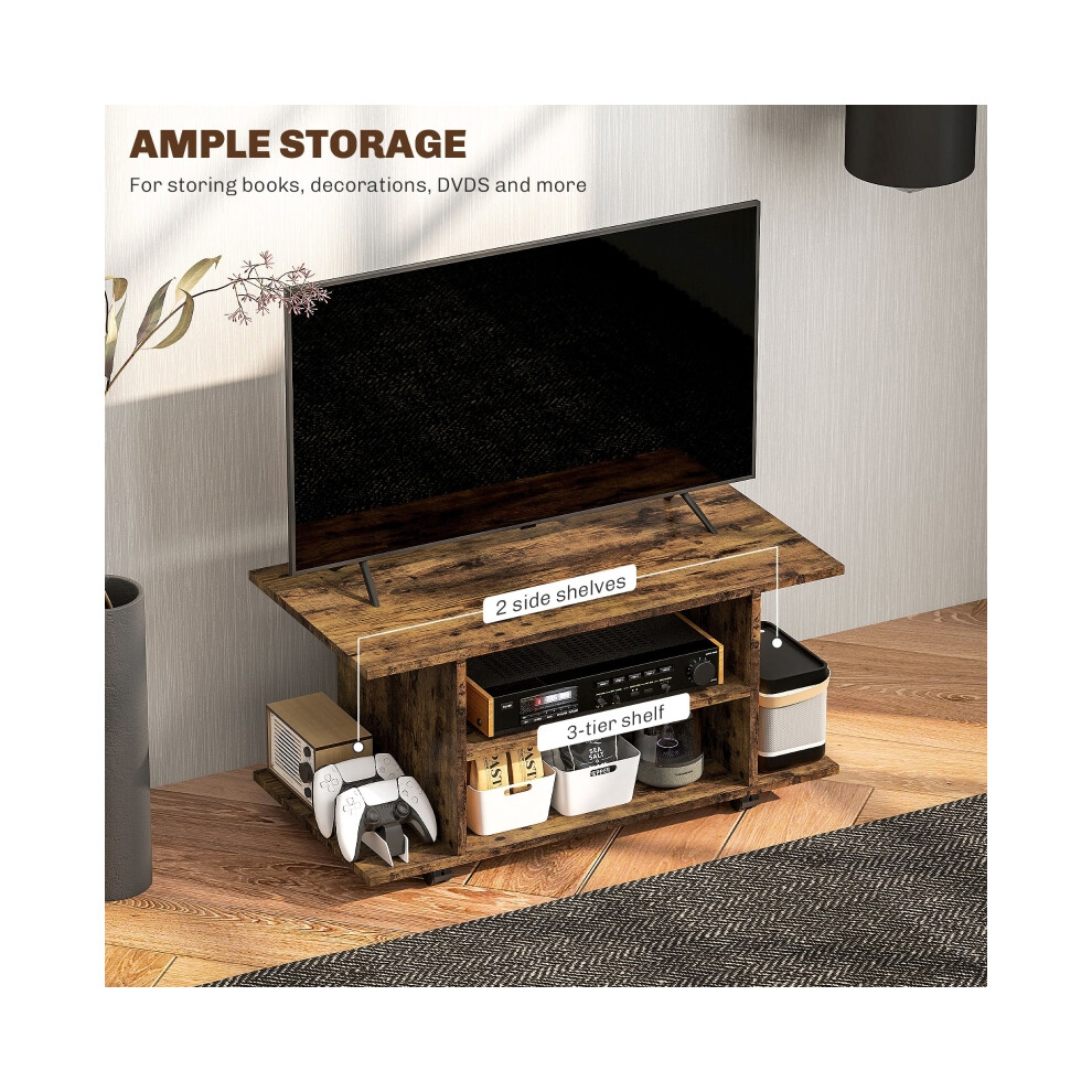 TV Cabinet Stand Rustic Brown 120cm Wooden Storage Shelves Mobile Table for Bedroom & Living Room-image-OPC-PMX8CNM-NEW