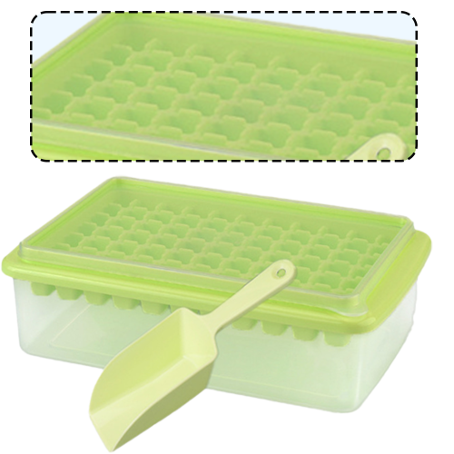 Multi-Purpose Square Ice Cube Mold, Flexible Durable Plastic Ice Cube Tray For Home And Party Use, Easy Release & Cleaning, Covered Ice Storage, Stack 2