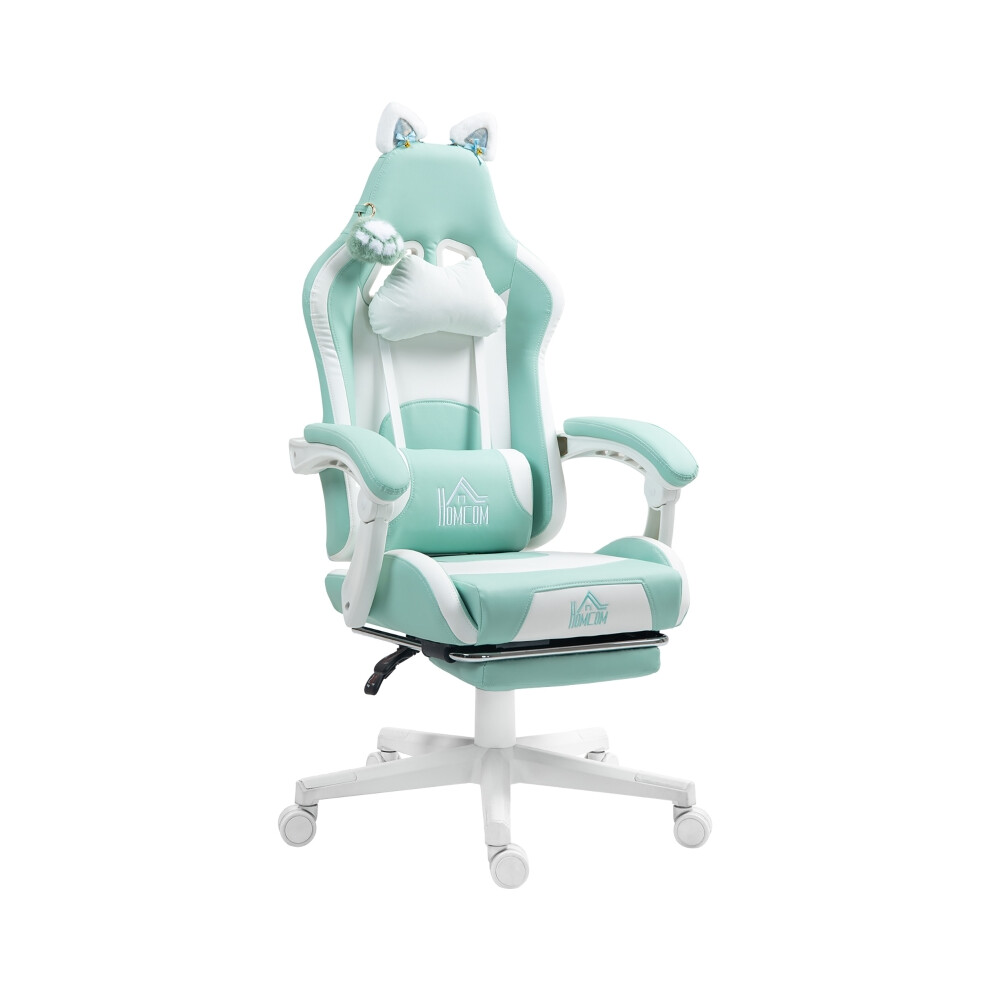 Reclining Office Chair with Cat Ear and Paw Details Footrest Light Blue/White Adjustable Height and Lumbar Support-image-OPC-PMX8QQQ-NEW