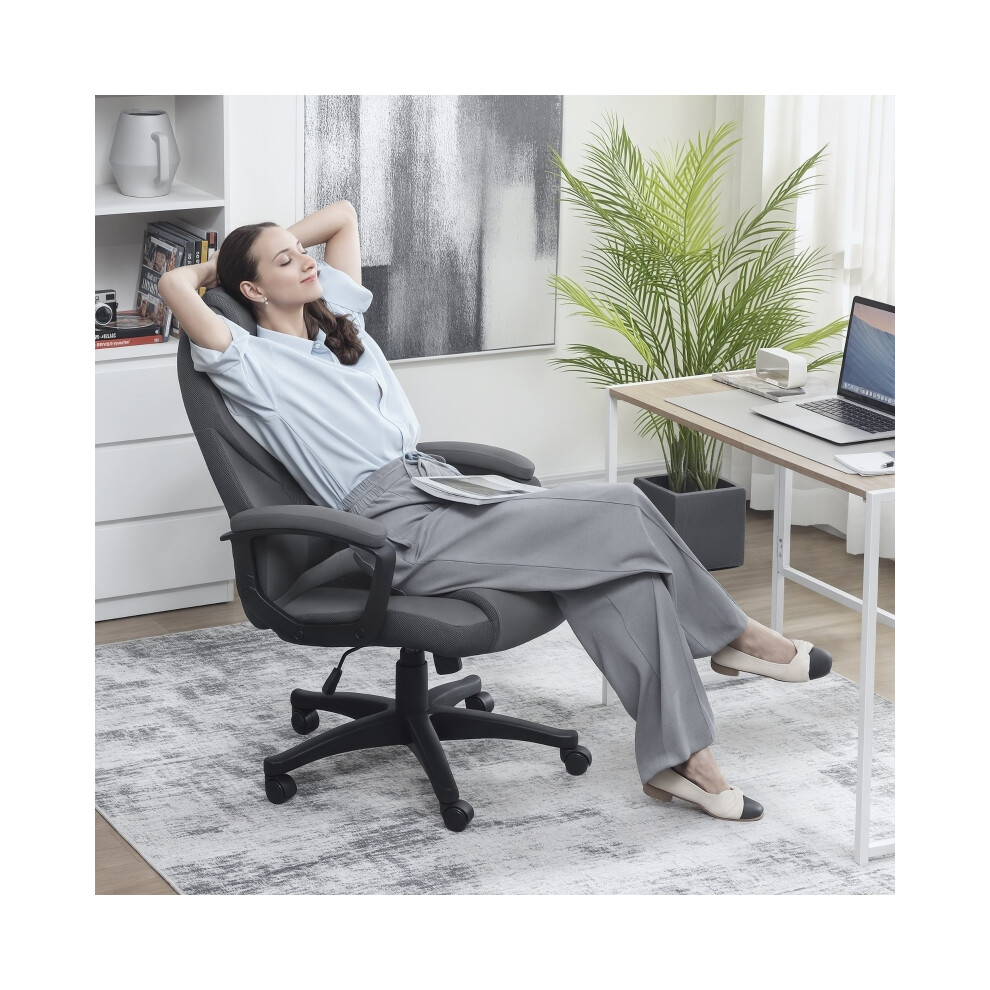 HOMCOM Faux Leather Office Chair Charcoal Grey Modern Design with Adjustable Height and 360 Swivel for Workspace-image-OPC-PMX8TBG-NEW