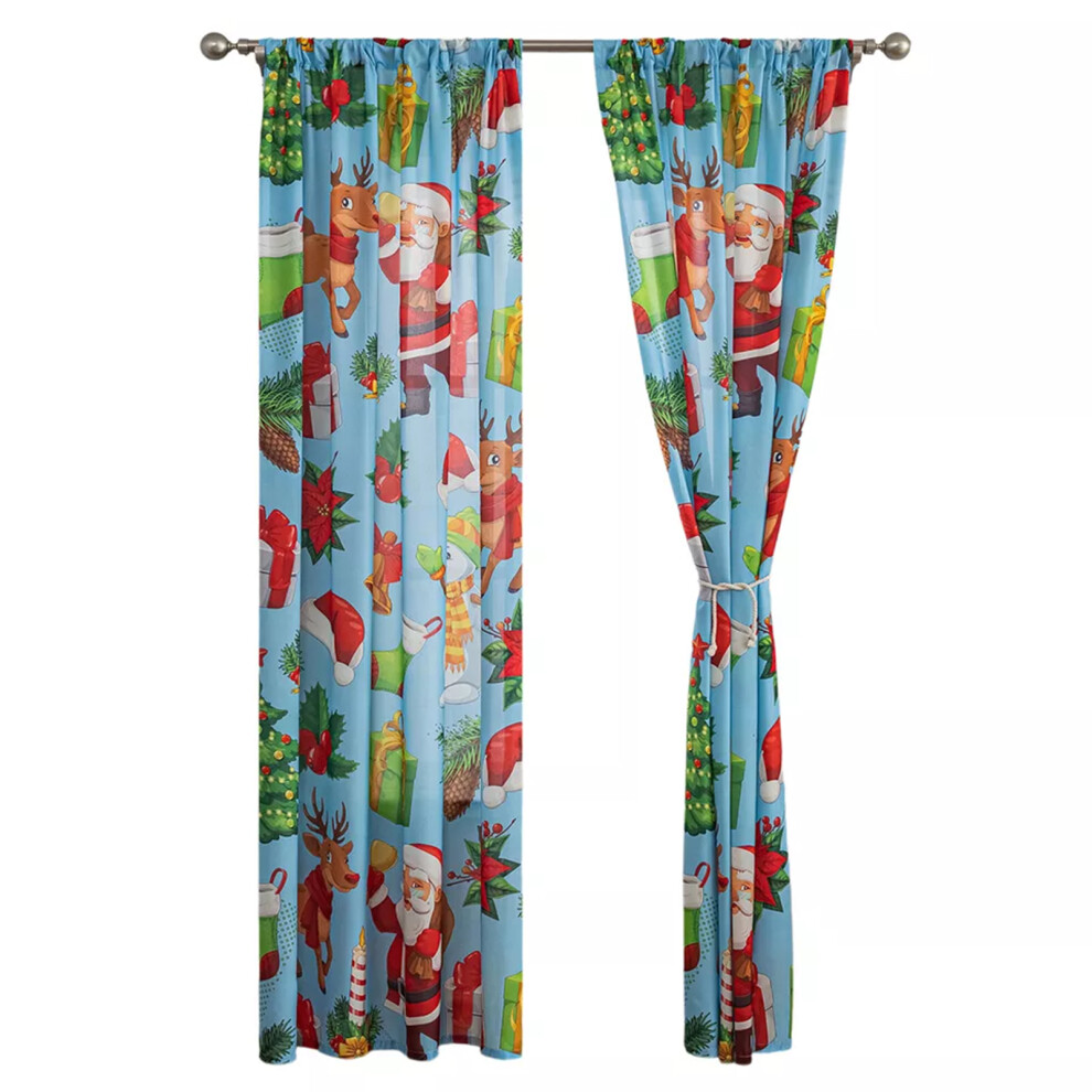 (blue, 132x213) Cute Christmas Print Sheer Curtains To Add Festive Charm To Bedroom-image-OPC-PMX8XZR-NEW