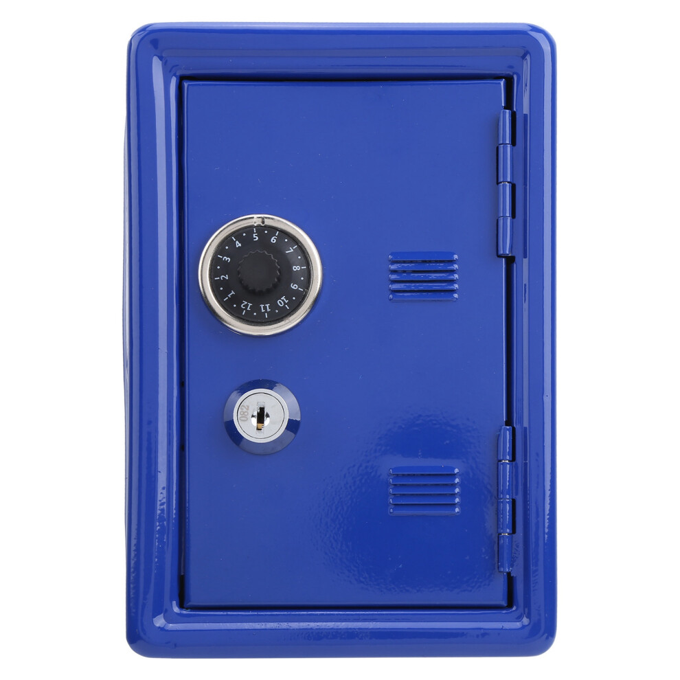 Mini Kids Money Storage Box Metal Safe With Key Lock Blue For Children Gifts 9361360162434
