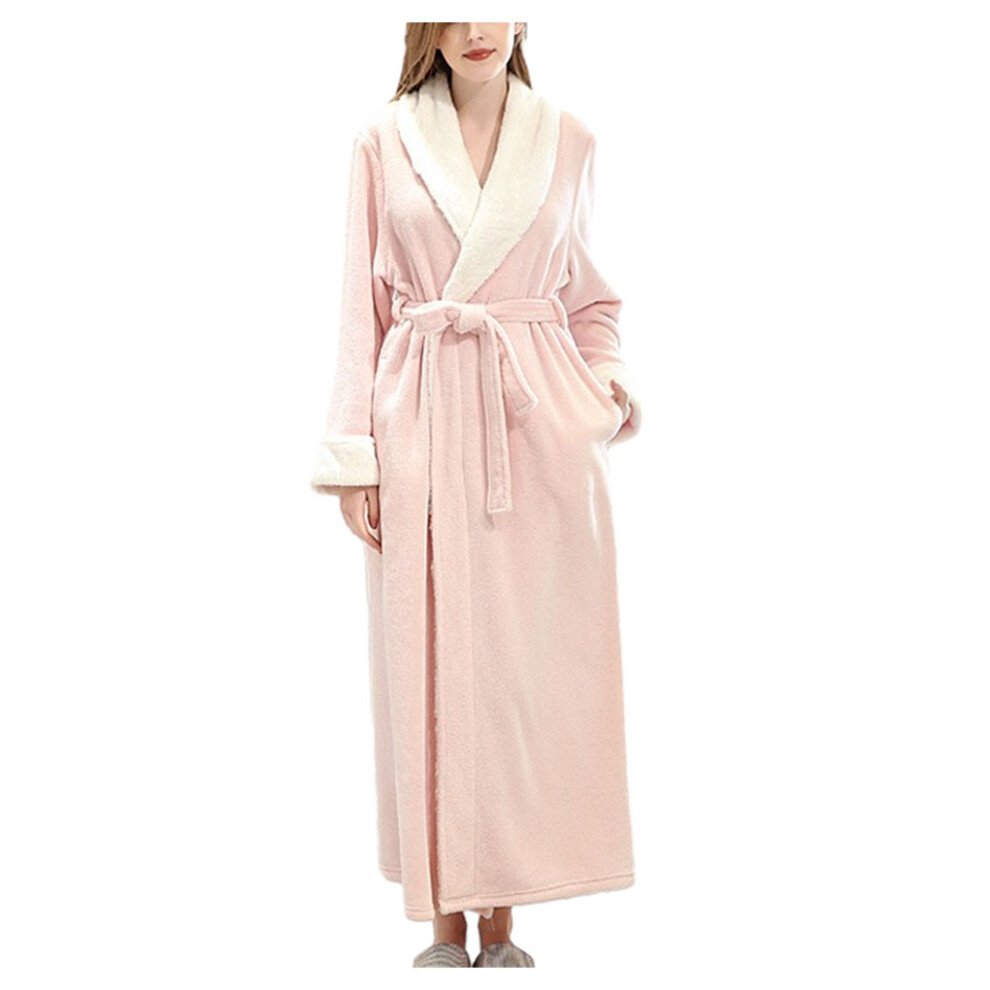 (pink, M) Women Winter Thermal Long Bathrobe Stay Snug In Cold Ladies Winter-image-OPC-PMX7GPK-NEW