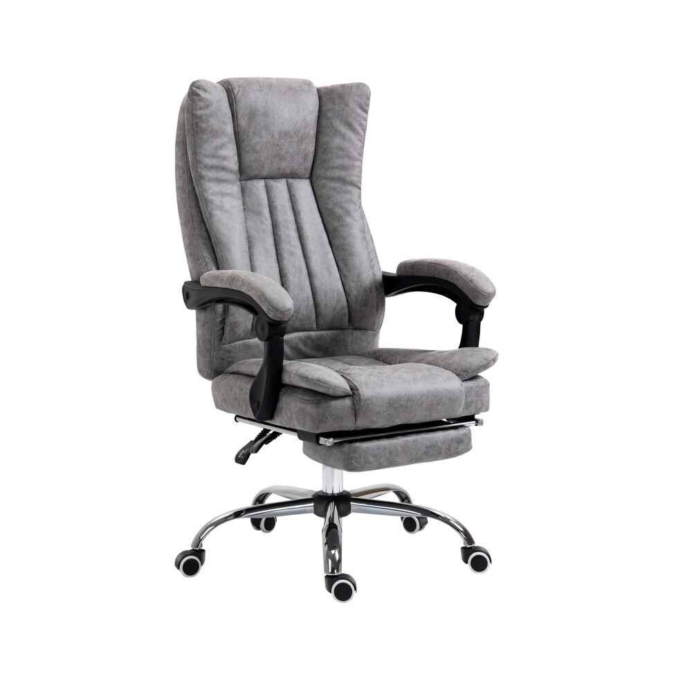 Grey Microfibre Home Office Desk Chair with Reclining Swivel Wheels Armrests & Footrest Adjustable & Comfortable-image-OPC-PMX92JZ-NEW
