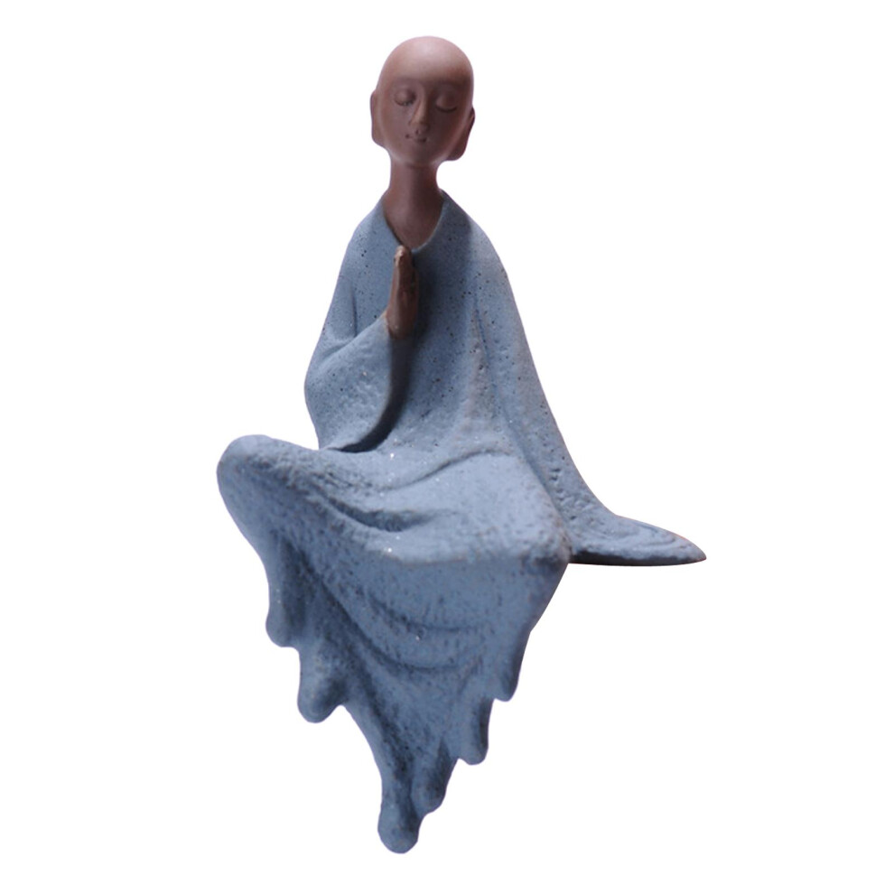 (Meditation) Desk Decor Figurine Feng Shui Ornament Hand Crafted Small Monk Buddha