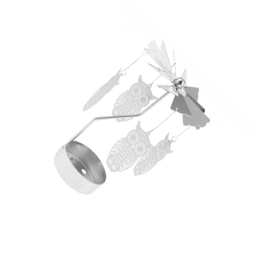 (Owl, 44x13cm) Silver Finished Candle Holder Celestial Light Charm Silver Only Candle-image-OPC-PMX97QQ-NEW