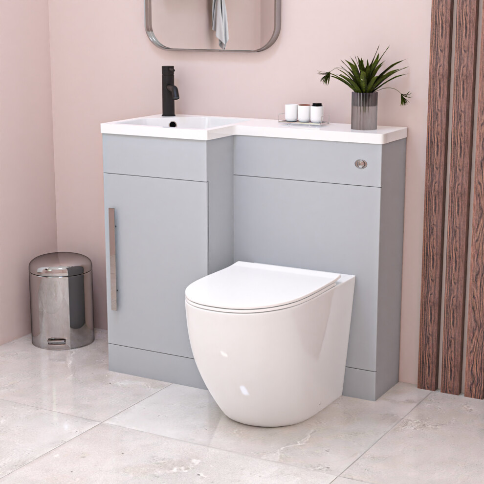 Nes Home Matte Lh Vanity Wc Unit With Resin Basin & Btw Toilet Grey