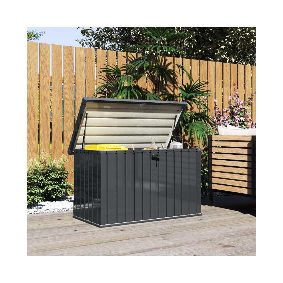 Garden Storage Box 400L Galvanised Steel Waterproof Outdoor Storage Chest with Lockable Lid-image-OPC-PMX9CKP-NEW