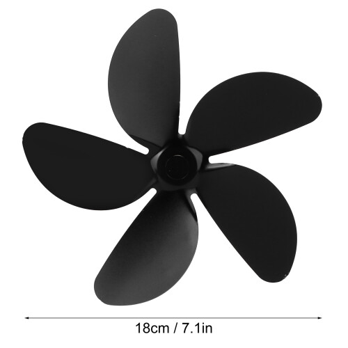 Universal 5-Blade Aluminum Fireplace Fan Blade 18cm Black 2