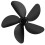 Universal 5-Blade Aluminum Fireplace Fan Blade 18cm Black 14