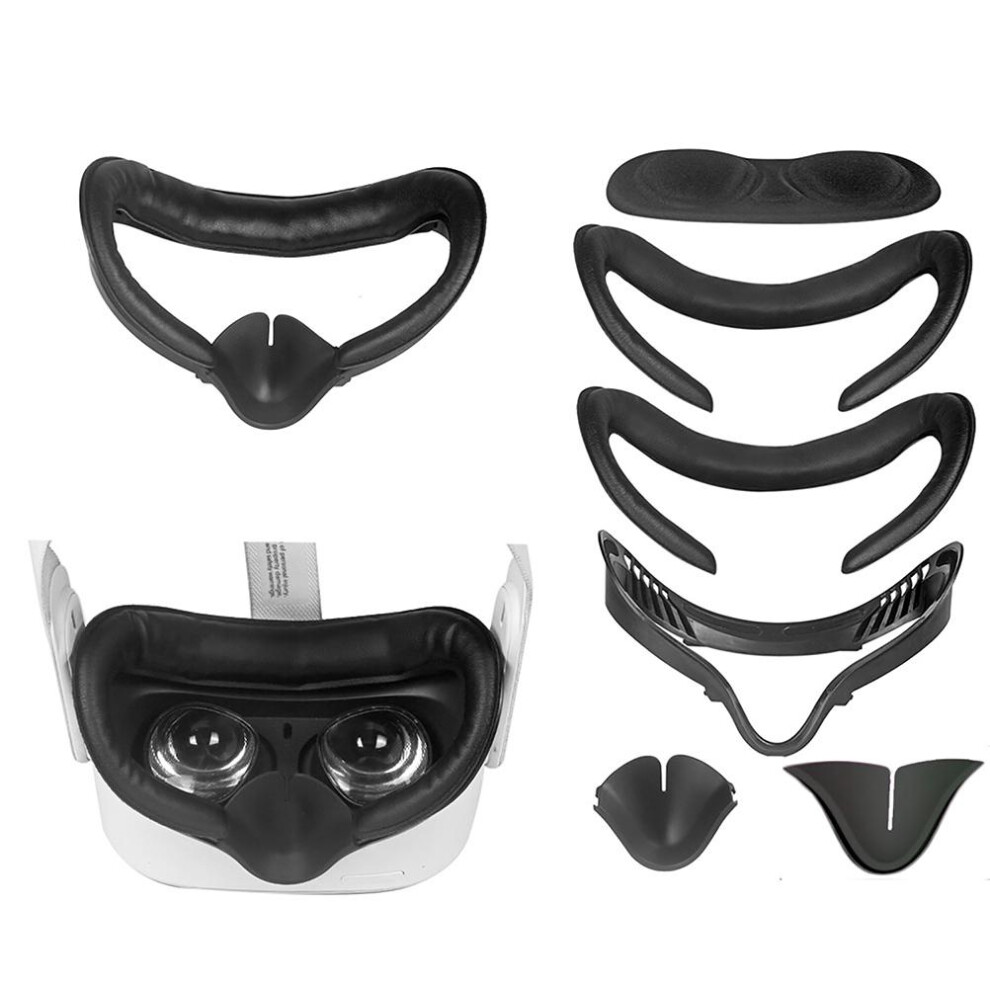 6Pcs Leather Vr Facial Interface Brackets For Oculus Quest 2 Black 9391360168235