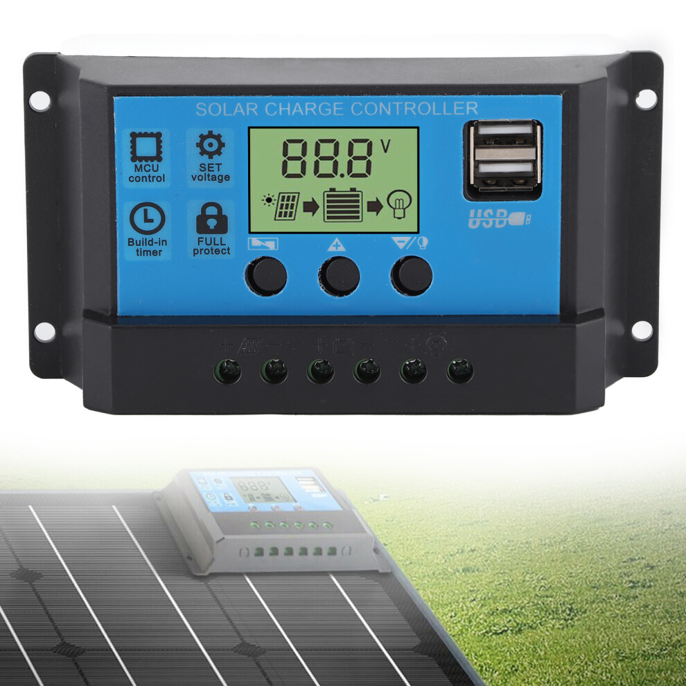 12V 24V 20A Pwm Solar Charge Controller With Lcd & Dual Usb Regulator 3511360170786