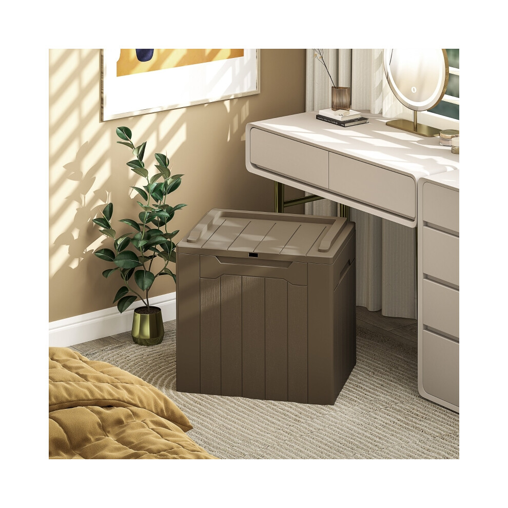 HOMCOM 107L Plastic Storage Chest with Lid in Dark Brown Spacious & Sturdy Storage Bin for Various Uses-image-OPC-PMX9HTK-NEW