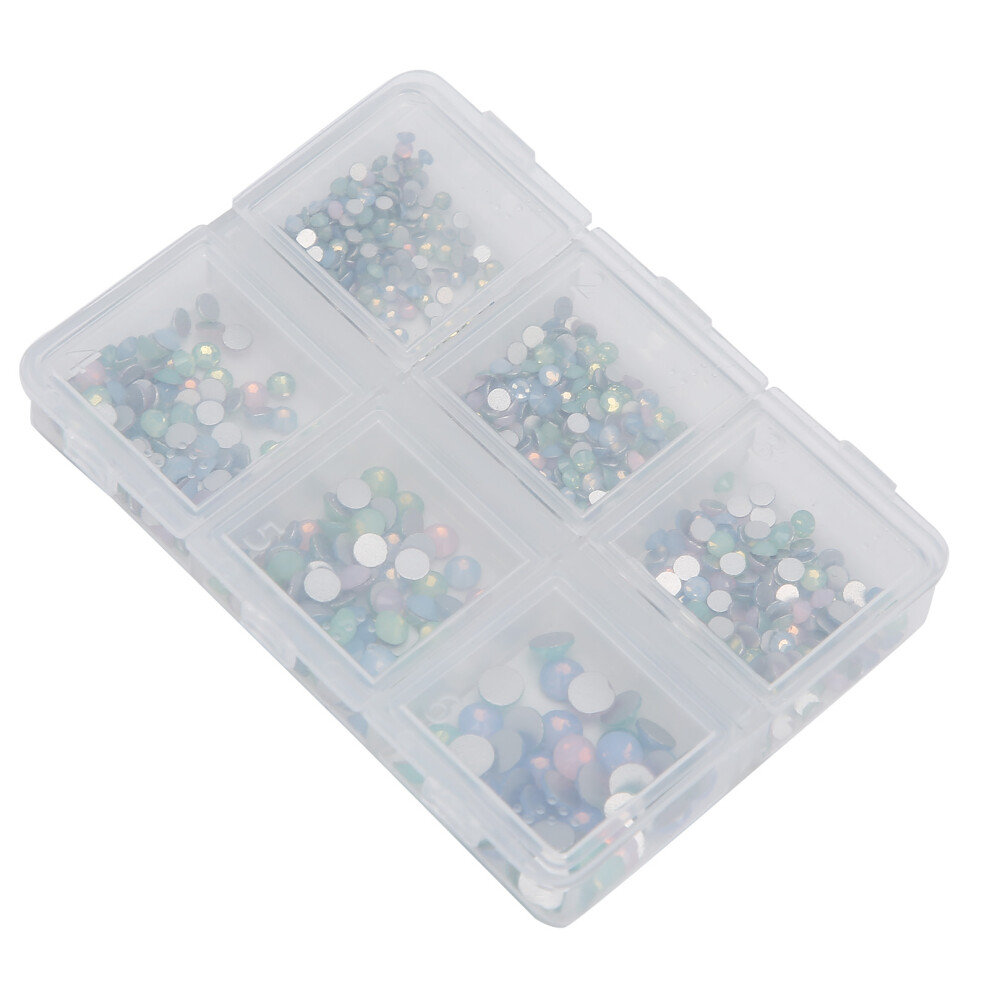 DIY Glitter Crystal Nail Art Beads 6 Grids Flat Base Mini Glass Decorations