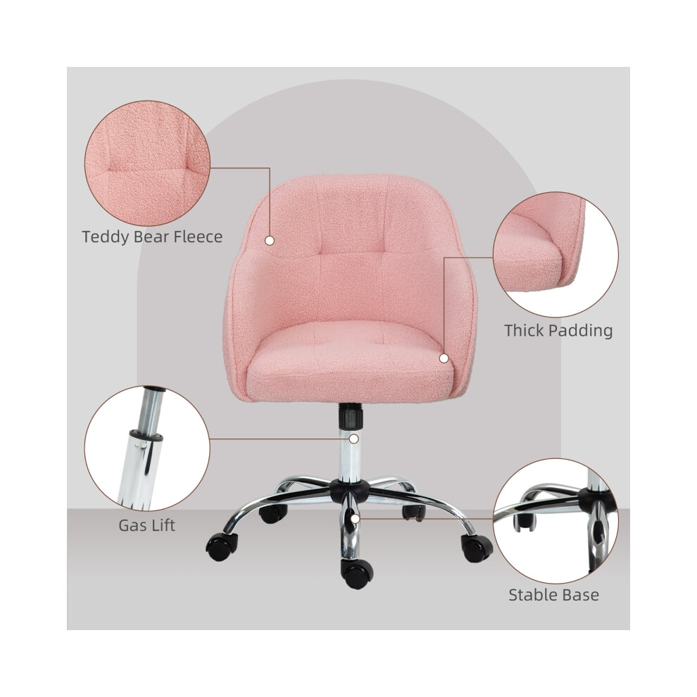 Pink Teddy Fleece Office Chair 46-56cm Adjustable Width Soft Upholstery for Comfortable Office Seating-image-OPC-PMX9JNW-NEW
