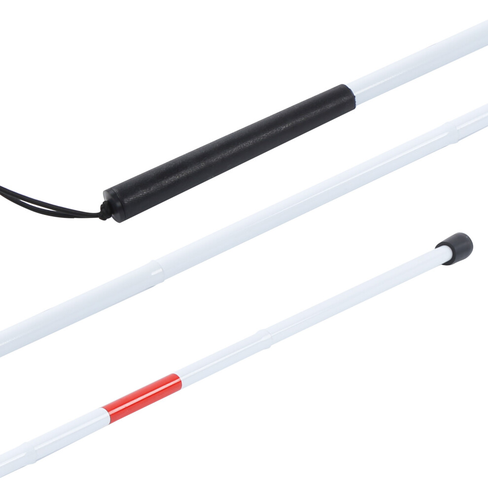 White/Red Collapsible Aluminum Cane For Visually Impai - Reflective Easy Fold