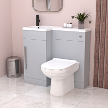 Nes Home Matte Grey L Shape LH 900mm Vanity WC Unit & Round BTW Toilet