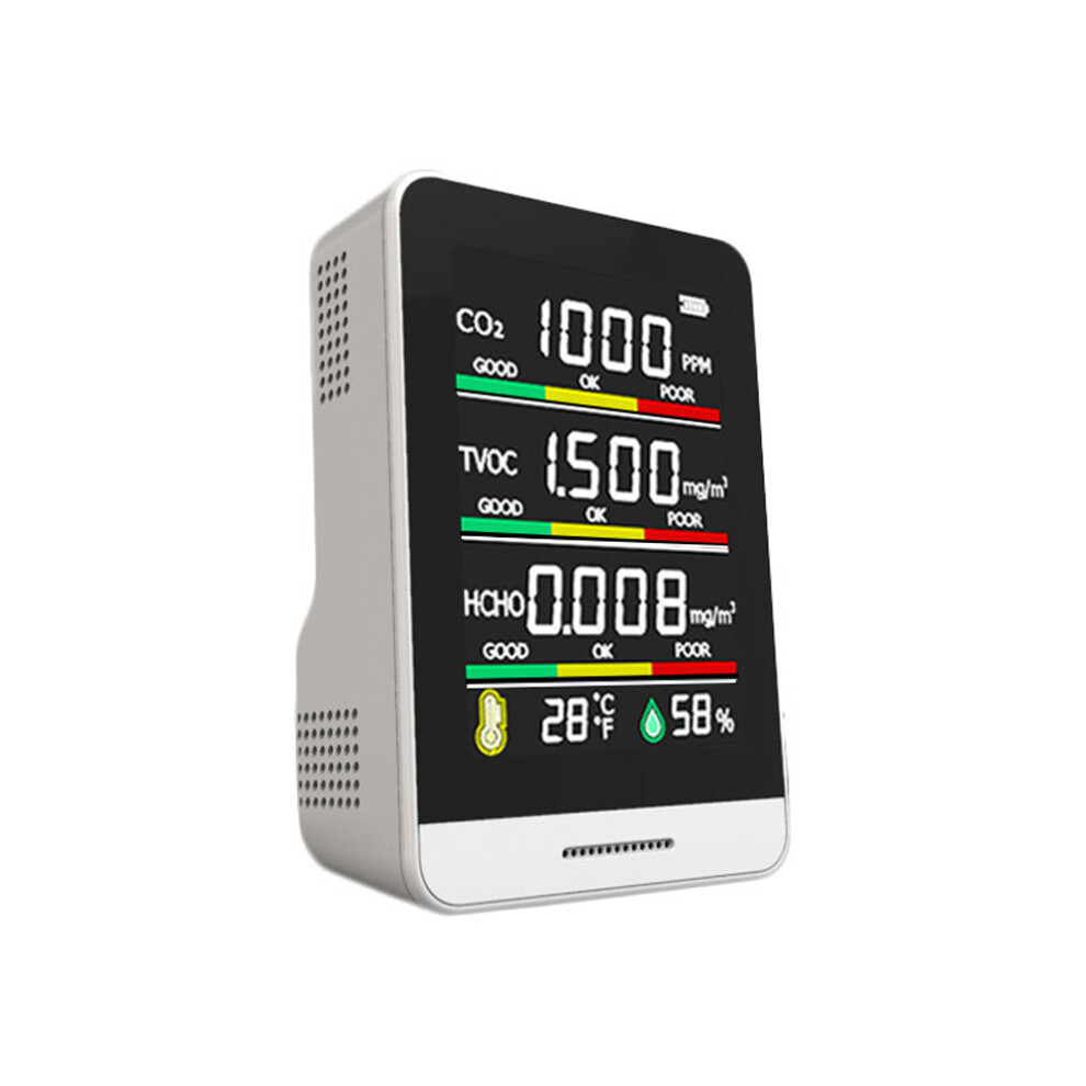 High Precision Indoor Co2 Tvoc Hcho Air Quality Detector With Display And Alarm 8441360180544
