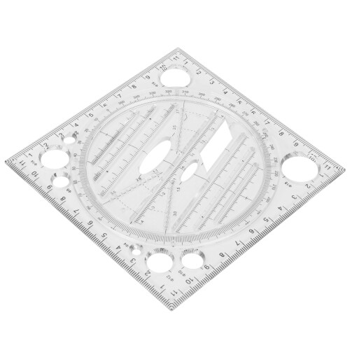 Multi-Function Acrylic Drawing Ruler, 12x12cm, Woodworking & Craft Tool