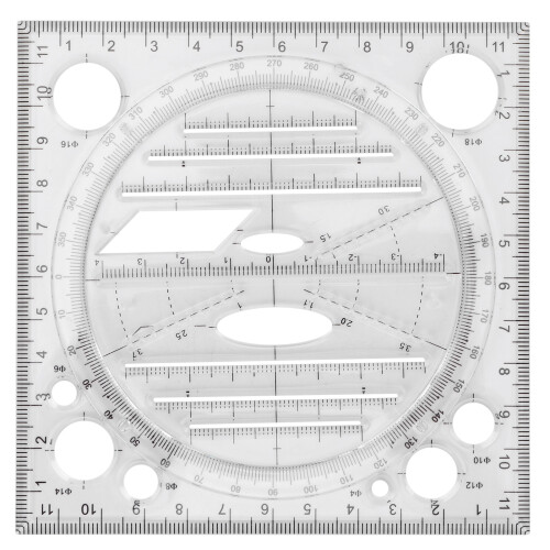 Multi-Function Acrylic Drawing Ruler, 12x12cm, Woodworking & Craft Tool 1
