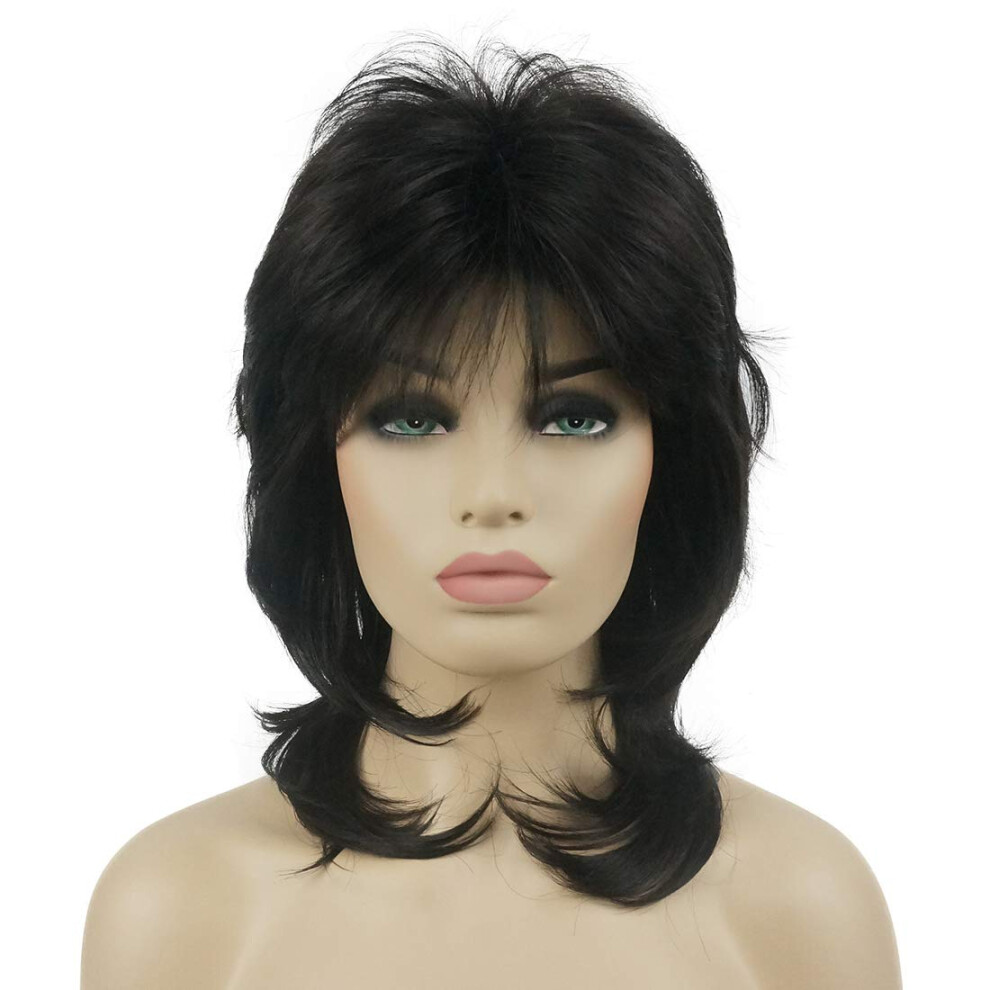 Lydell Unisex Brown Long Soft Shaggy Layered Classic Cap Full Synthetic Wigs (Dark )