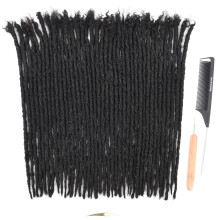 DAIXI Handmade Interlocking Locs 100% Real Human Hair Permanent Loc Extensions Textured Natural Looking Soft Dreadlocks (1B - 0.8cm 12 Inch 10 Stran