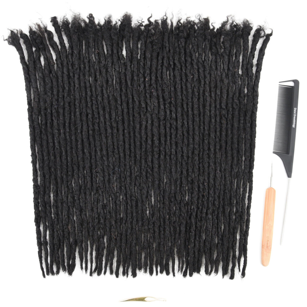 Originea Daixi Handmade Interlocking Locs 100% Real Human Hair Permanent Loc Extensions Textured Natural Looking Soft Dreadlocks (1B - 0.8Cm 12 Inch 10 Stran