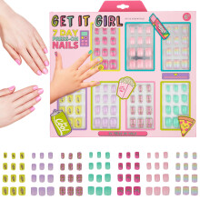 Expressions Collection de manucure 7 jours Lot de 84 faux ongles adhsifs presser pour filles (collection GET IT GIRL) Motifs fantaisie col