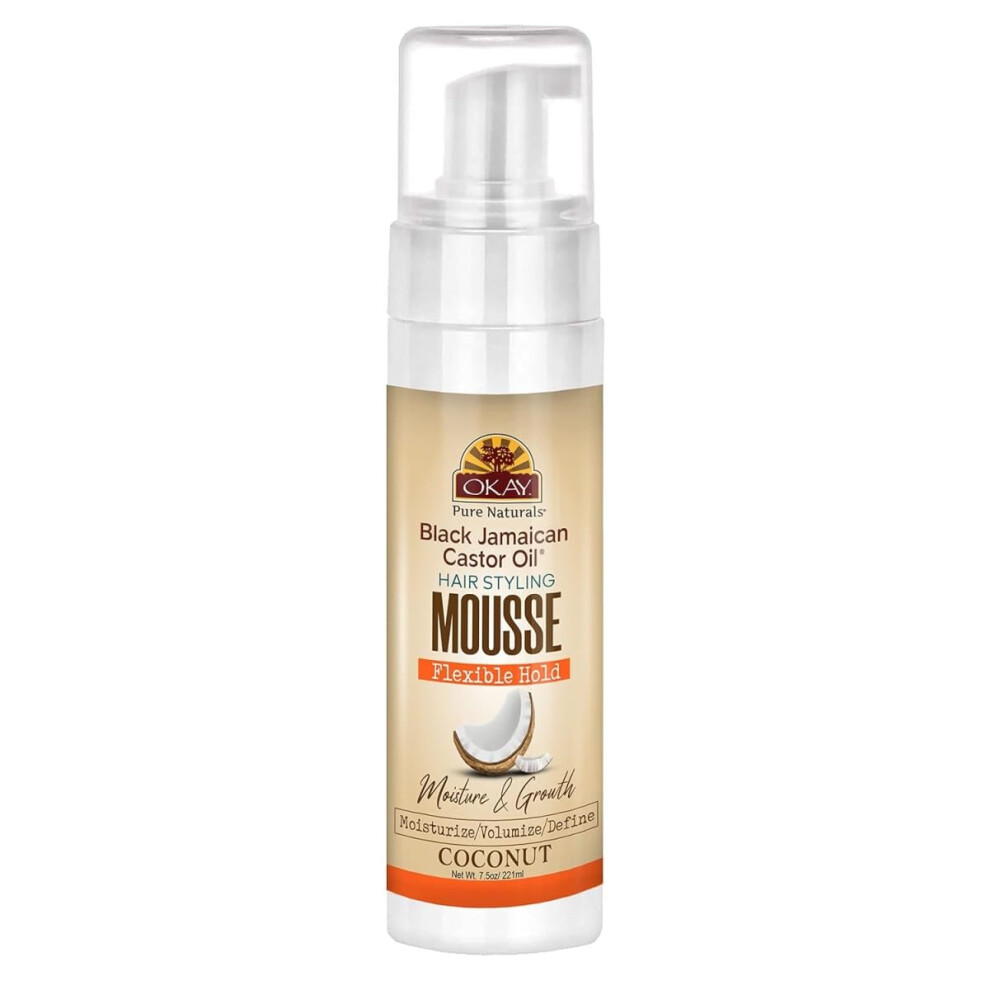 Okay Unisex Mousse Flexible Hold Coconut Moisture & Shine 7.5 Ounce (221Ml)