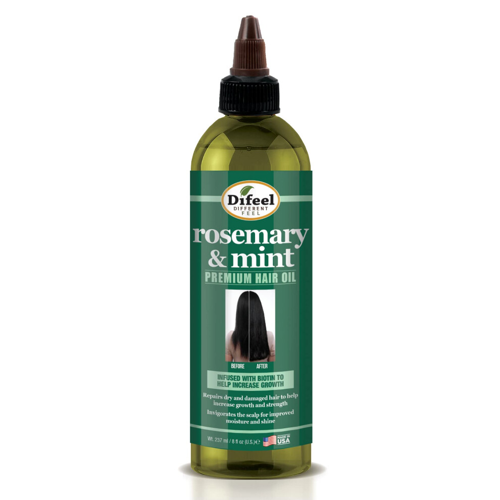 Difeel Rosemary And Mint Premium Hair Oil With Biotin 8 Oz.