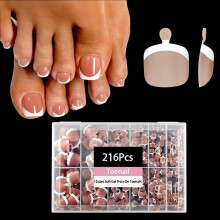 Dsixnails Ruskeat Toe Nail Tips 216 kpl Lyhyt painallus varpaankynsille naisille Pehme varpaankynsien painallus Ons Square French Tip Toe Press kyns