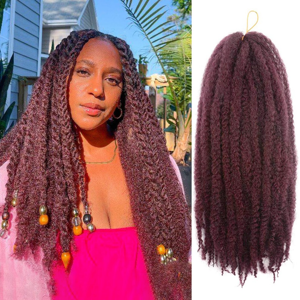 Toyotress Unisex Red Marley Twist Braiding Hair - 18 Inch 6 Packs Burgundy Marley Twist Crochet Hair Marley Hair For Faux Locs Afro Kinky Curly Braids Syntheti