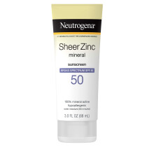 Neutrogena Locin protectora solar de tacto seco con xido de zinc transparente con SPF 50 de amplio espectro, protector solar mineral hipoalerg