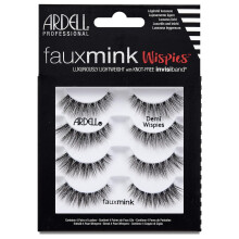 False Eyelashes Faux Mink Demi Wispies 4 Pairs Multipack Black Medium Volume Long Length Invisiband Lightweight Silky Soft Faux Mink Eyelashes