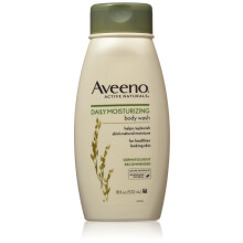 Aveeno Active Naturals Daily Moisturizing Body Wash with Natural Oatmeal, 18-Ounce Bottles (Pack of 3)