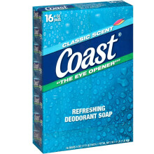 Sapone Deodorante Rinfrescante Coast - Sapone in Bar con Schiuma Ricca - Formula per Pelle Fresca - Aroma Classico - 16 x 4 oz