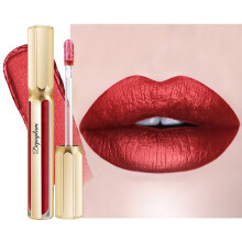 Depuplum Rossetti Rosso Scuro per Donne Rossetto Metallico a Lunga Durata Tazza Antiaderente Lucidalabbra Lucentezza Metallica Leggero Idratante
