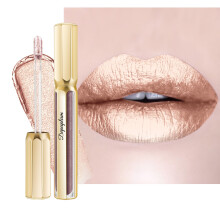 Depuplum s?lv l?bestifter til kvinder Metallisk l?bestift Langtidsholdbar Non Stick Cup Lip Gloss Shimmer Letv?gts fugtgivende Fuld d?kkende l?be