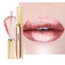 Depuplum Rossetti rosa nude per donna Rossetto metallizzato a lunga durata Antiaderente Lucidalabbra Luccicante Leggero Idratante Copertura compl