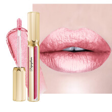 Depuplum Rossetti rosa chiaro per donna Rossetto metallizzato Lunga durata Antiaderente Lucidalabbra Luccicante Leggero Idratante Copertura total
