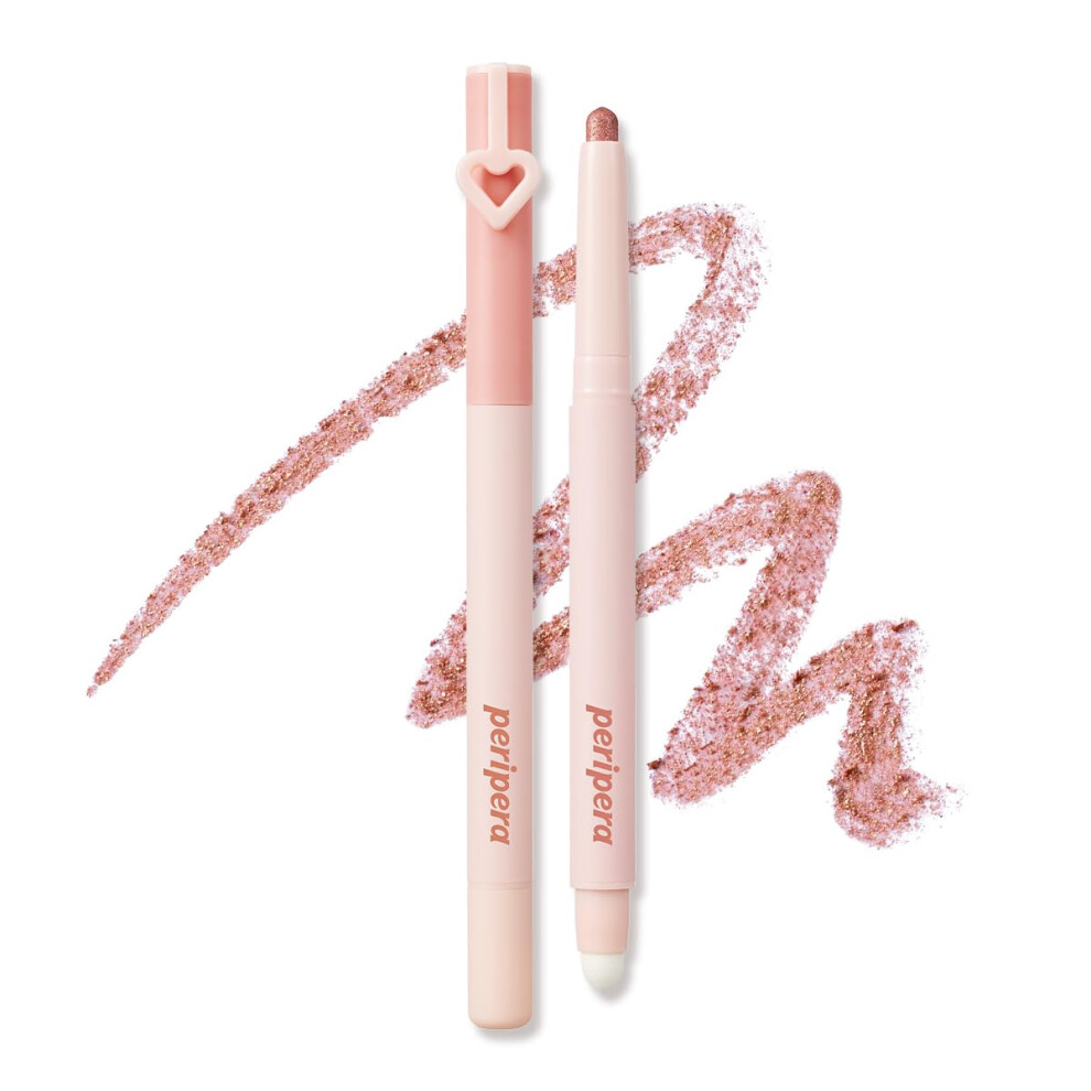 Peripera Mood In Shade Eye Stick Built-In Applicator (Smuger) Smudge-Proof Easy Application Creamy Shimmer Texture Eye Shadow Stick (P05 Gleaming